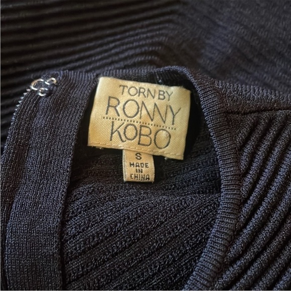 TORN BY RONNY KOBO Kikimora Bodycon Black Knit Ribbed Dress size small - Picture 6 of 6